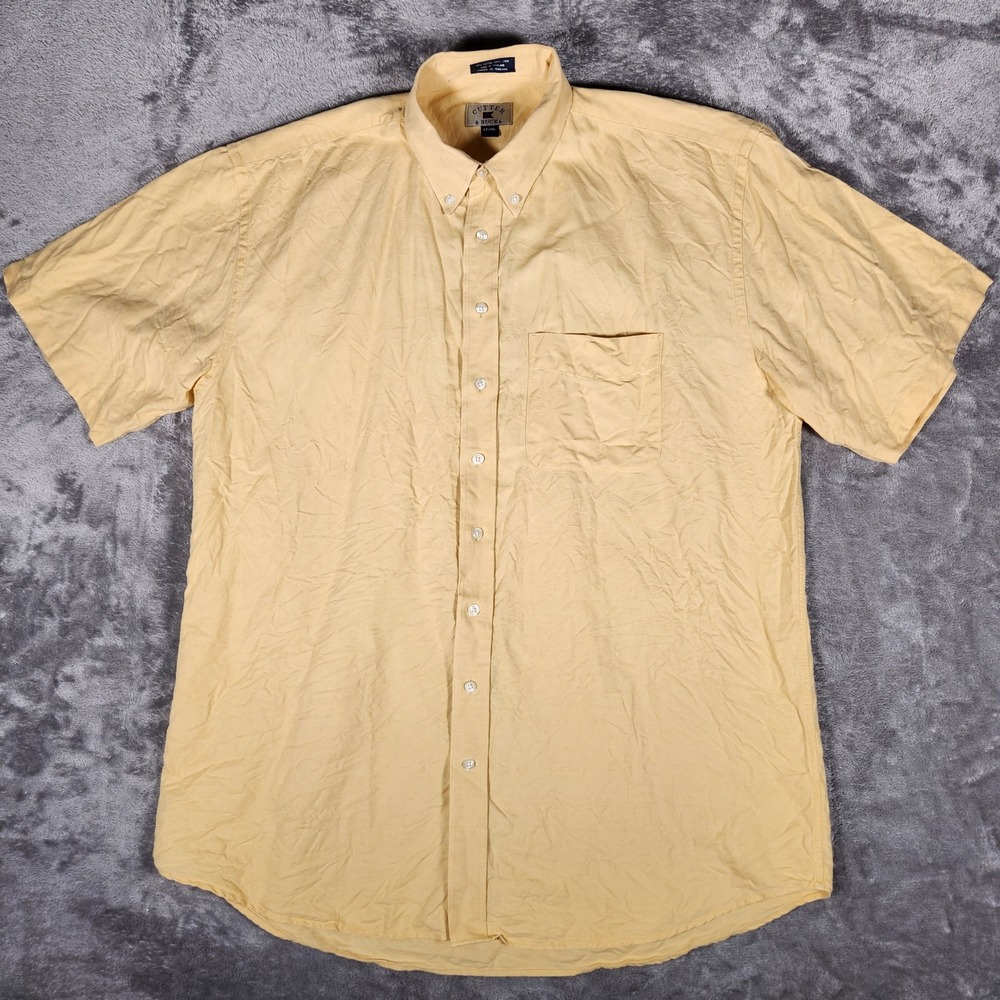 Cutter & Buck Button Down Shirt Mens LT Yellow Excellent Cotton Linen Blend